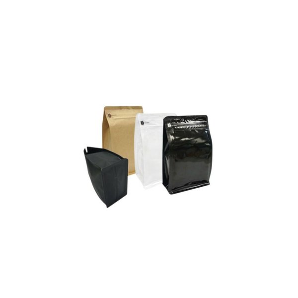 Sealer Sales 16oz 450g Foil Square Bottom Bags w EZip, Matte Black, 1000PK FSB1PM3-NZ